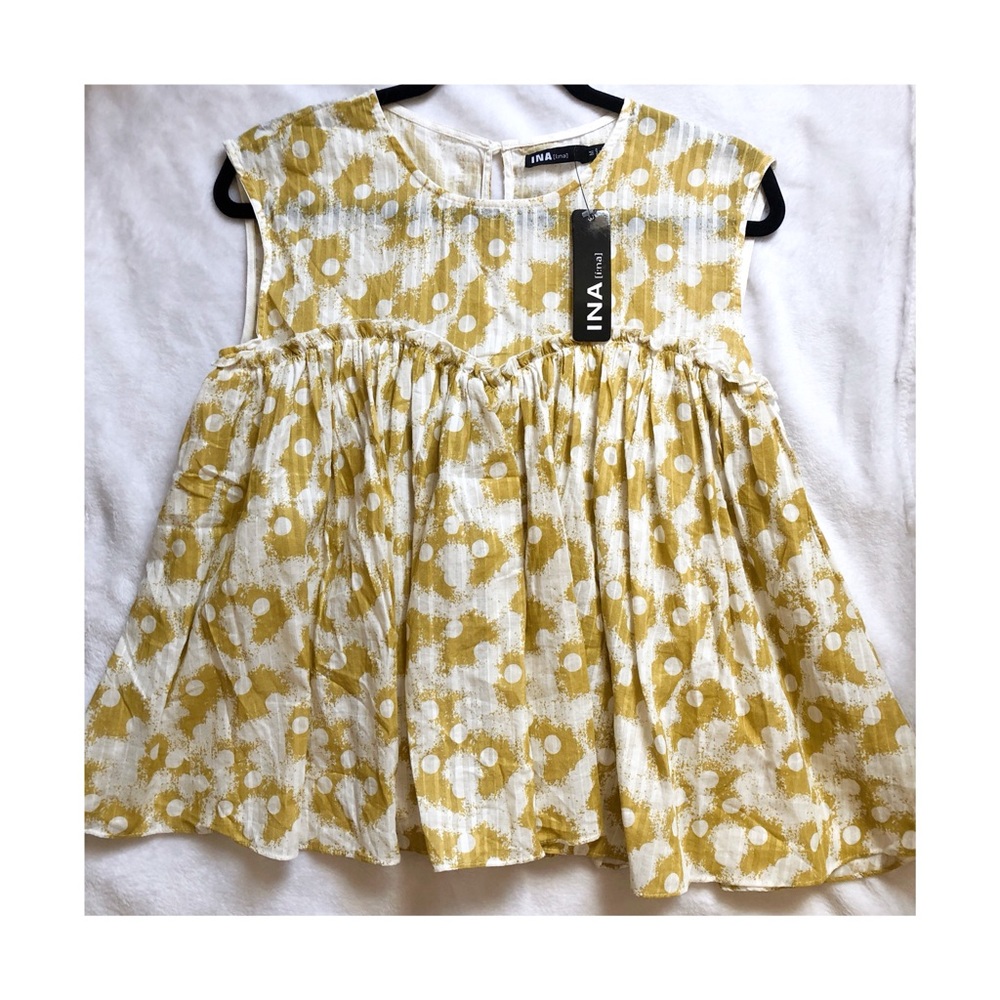 NWT- INA Poka Dot Ruffle Peplum Blouse - Picture 6 of 7